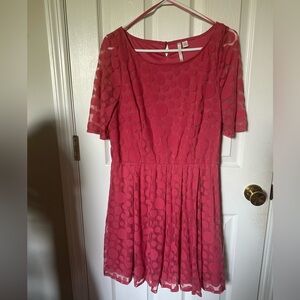 LC Lauren Conrad Raspberry Polka Dot Dress